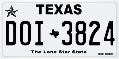 TX license plate DOI3824