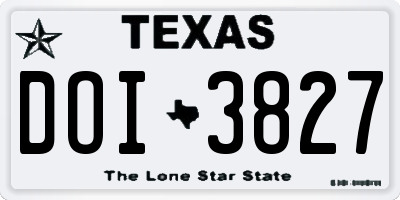 TX license plate DOI3827