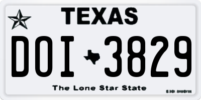 TX license plate DOI3829
