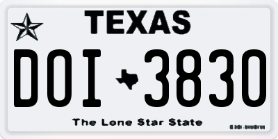 TX license plate DOI3830