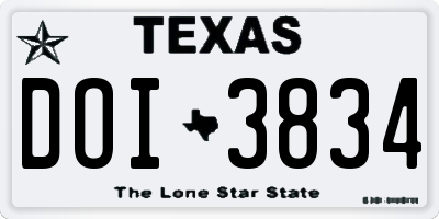 TX license plate DOI3834