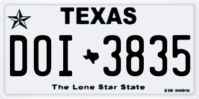 TX license plate DOI3835