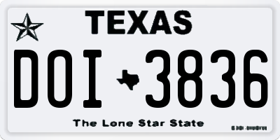TX license plate DOI3836