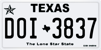 TX license plate DOI3837