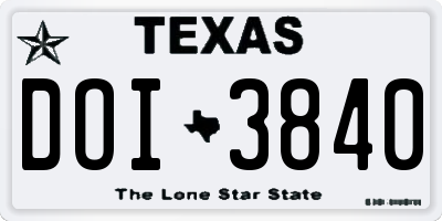 TX license plate DOI3840