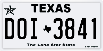 TX license plate DOI3841