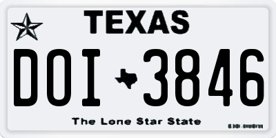 TX license plate DOI3846
