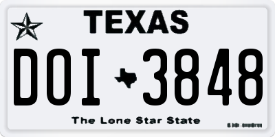TX license plate DOI3848