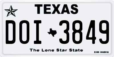 TX license plate DOI3849