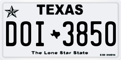 TX license plate DOI3850