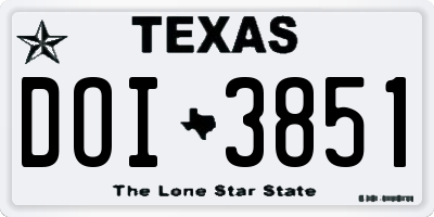 TX license plate DOI3851