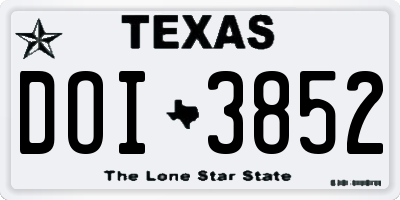 TX license plate DOI3852