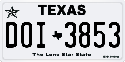 TX license plate DOI3853