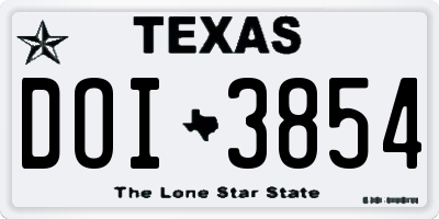 TX license plate DOI3854