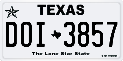 TX license plate DOI3857