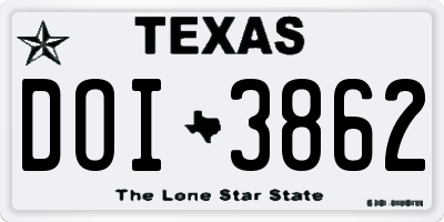 TX license plate DOI3862