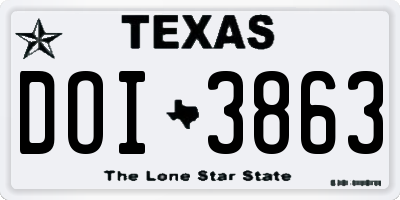 TX license plate DOI3863