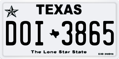TX license plate DOI3865
