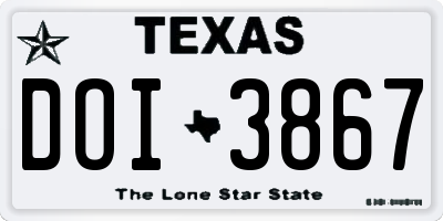 TX license plate DOI3867
