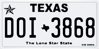 TX license plate DOI3868