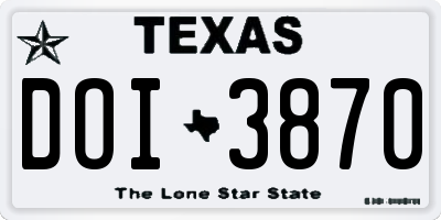 TX license plate DOI3870