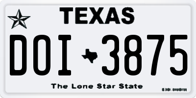 TX license plate DOI3875