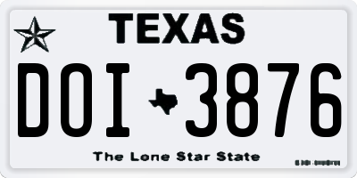 TX license plate DOI3876