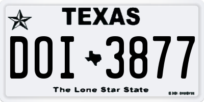 TX license plate DOI3877