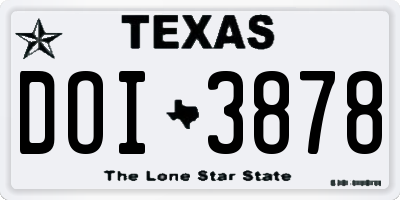 TX license plate DOI3878