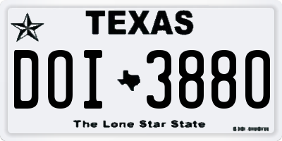 TX license plate DOI3880