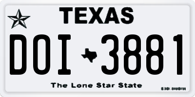 TX license plate DOI3881