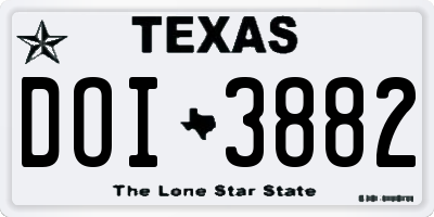 TX license plate DOI3882