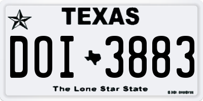 TX license plate DOI3883