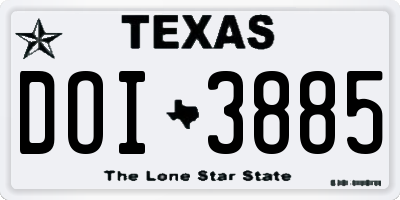 TX license plate DOI3885