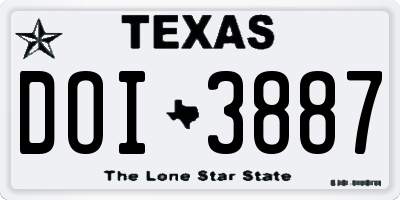 TX license plate DOI3887