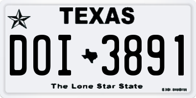 TX license plate DOI3891