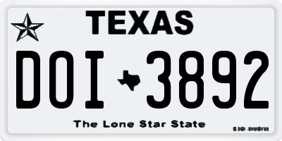 TX license plate DOI3892