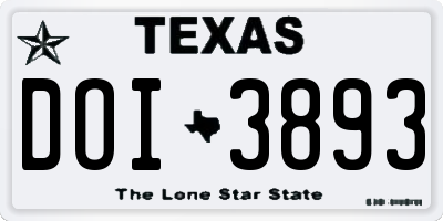 TX license plate DOI3893