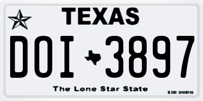 TX license plate DOI3897