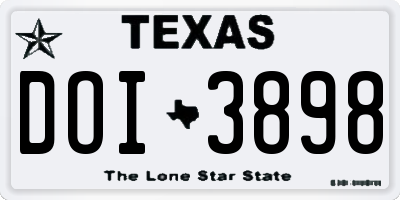TX license plate DOI3898