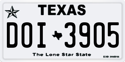 TX license plate DOI3905