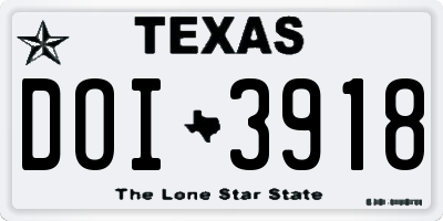 TX license plate DOI3918