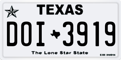 TX license plate DOI3919