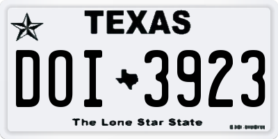 TX license plate DOI3923
