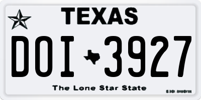TX license plate DOI3927