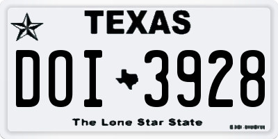 TX license plate DOI3928