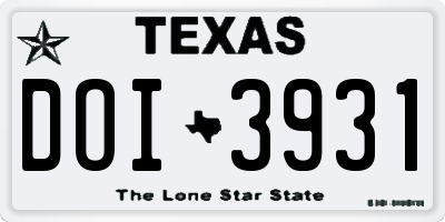 TX license plate DOI3931
