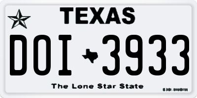 TX license plate DOI3933