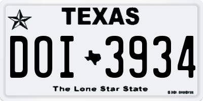 TX license plate DOI3934