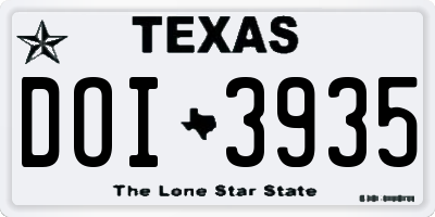 TX license plate DOI3935